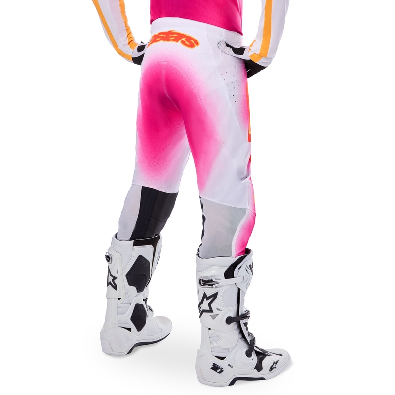 Spodnie motocrossowe Alpinestars Supertech Limited Edition MIG Fluo w kolorze różowo-biało-pomarańczowym