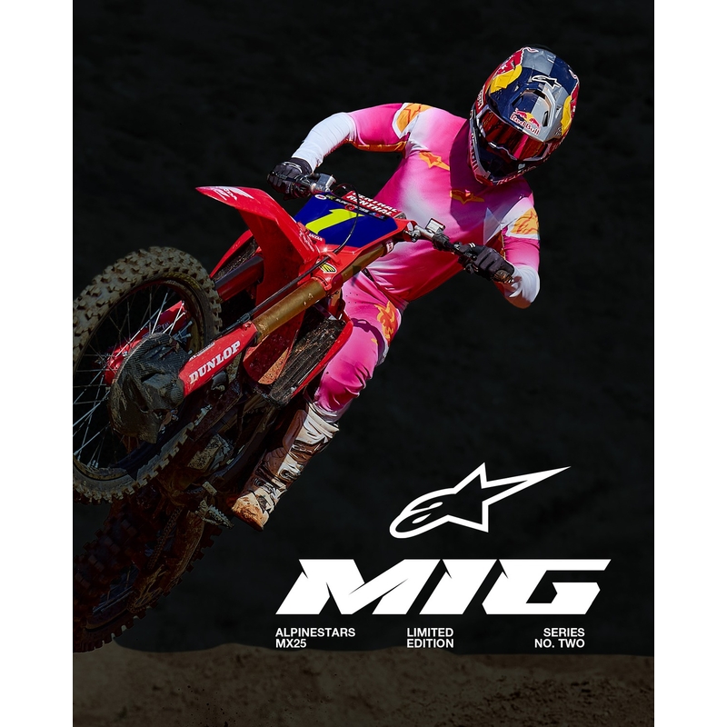 Spodnie motocrossowe Alpinestars Supertech Limited Edition MIG Fluo w kolorze różowo-biało-pomarańczowym