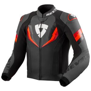 Kurtka motocyklowa skórzana Revit Quantum 3 w kolorze czarno-fluo czerwonym