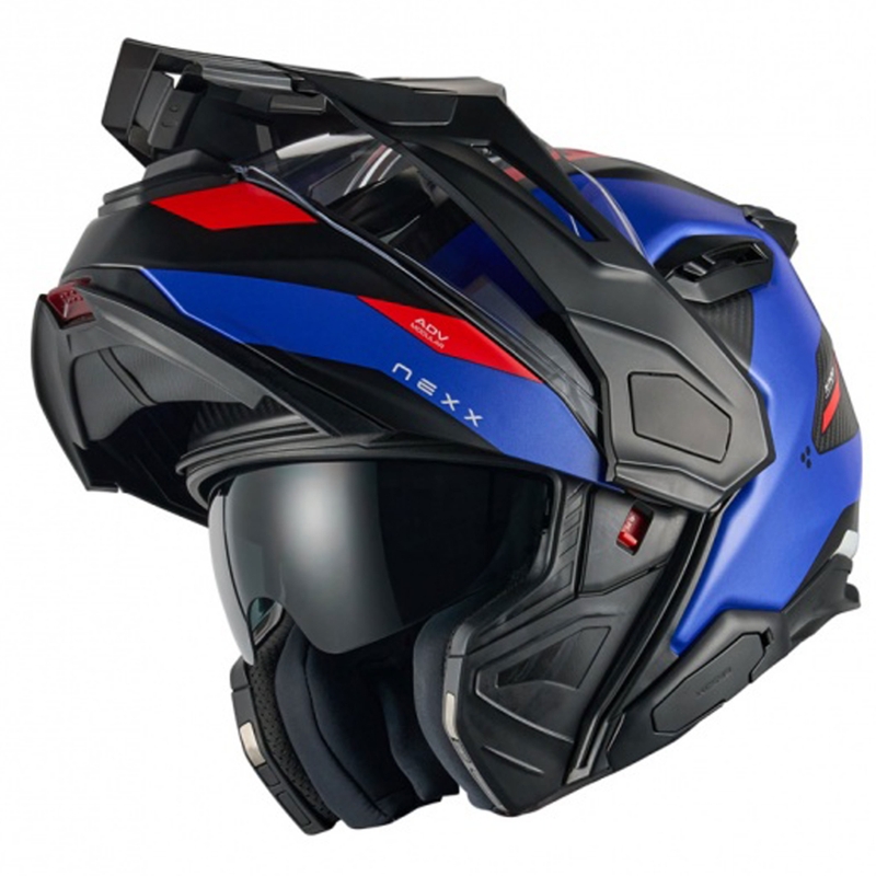 Kask motocyklowy typu flip-up Nexx X.Lifecountry Terra matowy niebiesko-czerwony