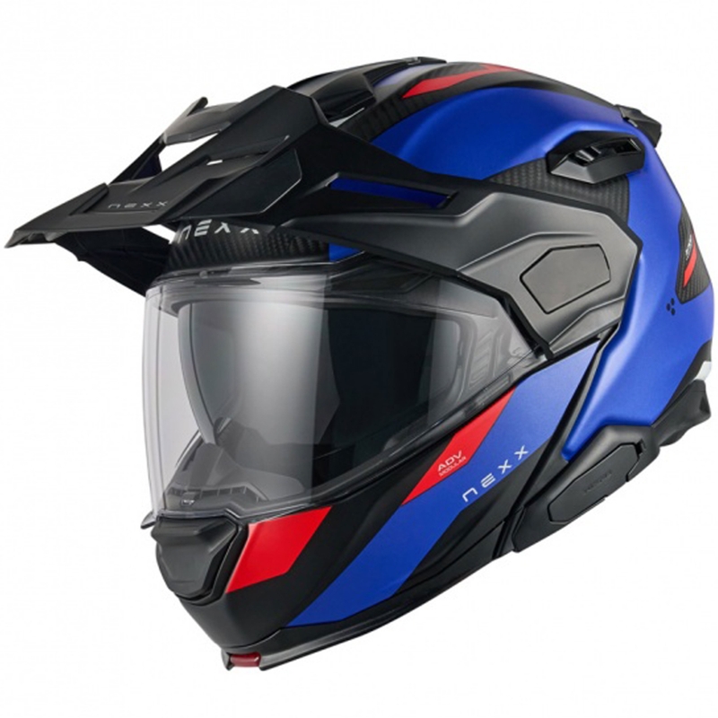 Kask motocyklowy typu flip-up Nexx X.Lifecountry Terra matowy niebiesko-czerwony
