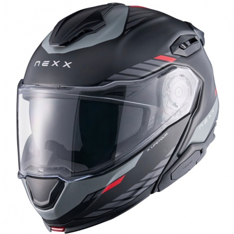 Kask motocyklowy typu flip-up Nexx X.Lifetour Globe matowy czarno-czerwony wyprzedaż