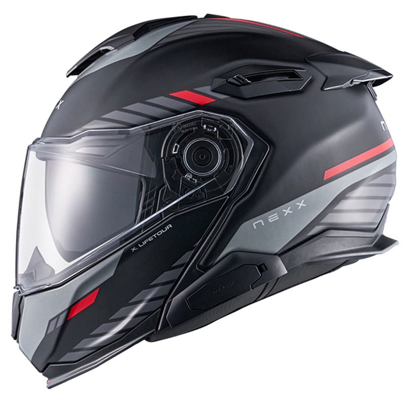 Kask motocyklowy typu flip-up Nexx X.Lifetour Globe matowy czarno-czerwony wyprzedaż