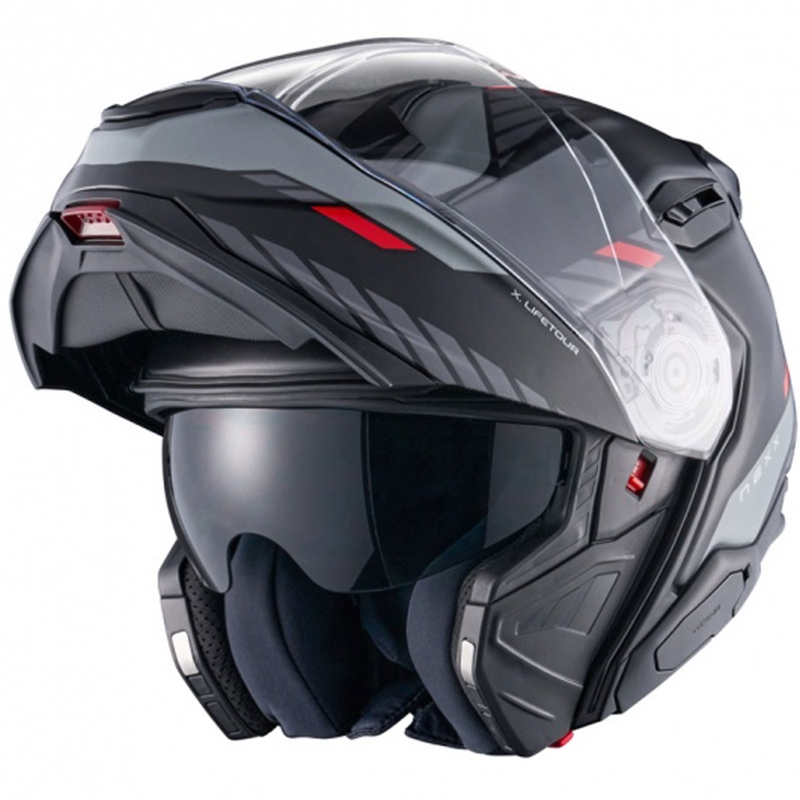 Kask motocyklowy typu flip-up Nexx X.Lifetour Globe matowy czarno-czerwony wyprzedaż