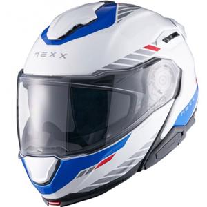 Kask motocyklowy typu flip-up Nexx X.Lifetour Globe biało-niebieski