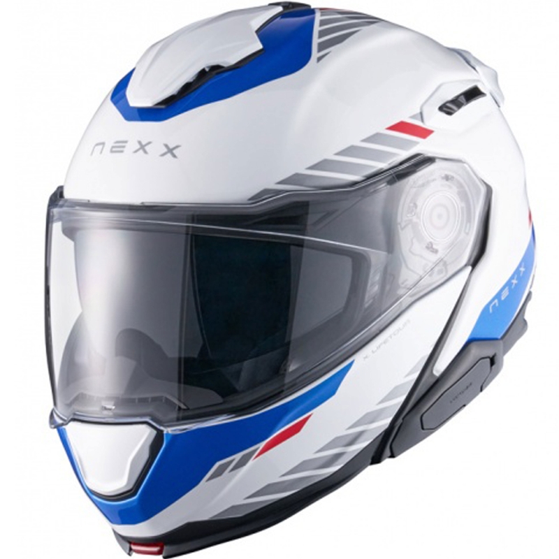 Kask motocyklowy typu flip-up Nexx X.Lifetour Globe biało-niebieski