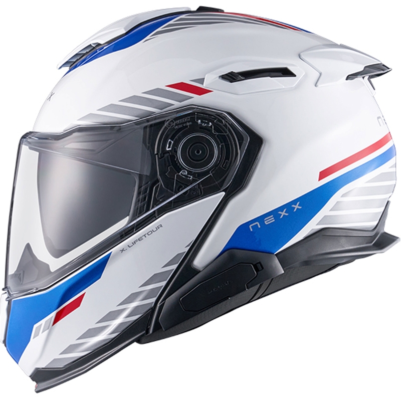 Kask motocyklowy typu flip-up Nexx X.Lifetour Globe biało-niebieski