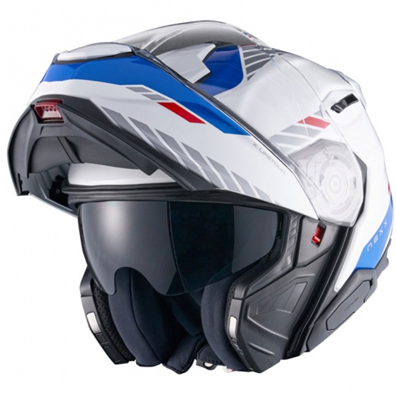 Kask motocyklowy typu flip-up Nexx X.Lifetour Globe biało-niebieski