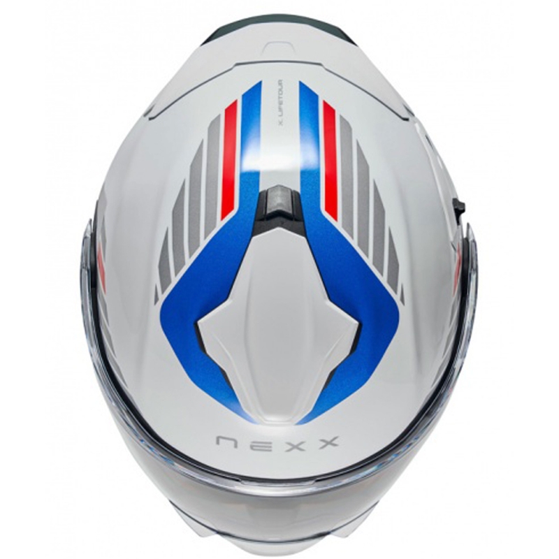 Kask motocyklowy typu flip-up Nexx X.Lifetour Globe biało-niebieski