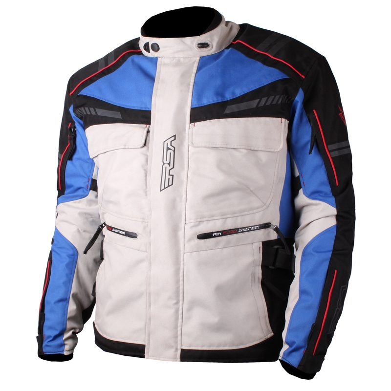 Kurtka motocyklowa RSA Technit szaro - czarno - niebieska outlet wyprzedaż
