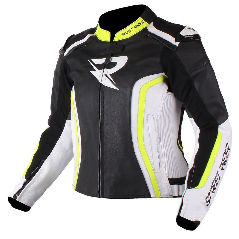 Damska kurtka motocyklowa Street Racer Adrianne czarno-biało-fluo żółta wyprzedaż