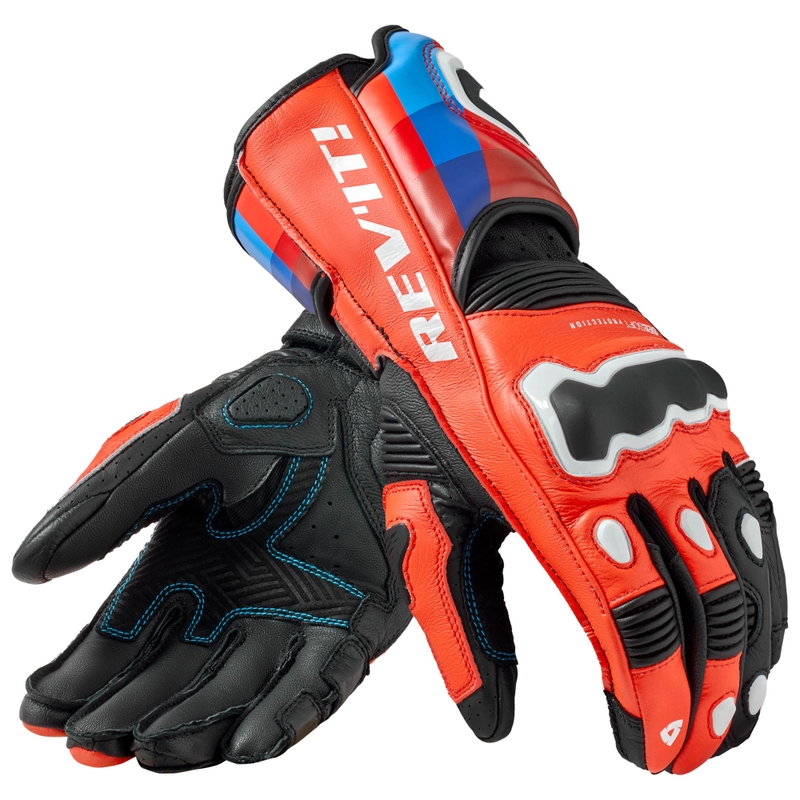 Rękawice motocyklowe Revit Quantum 3 fluo czerwono-niebieskie