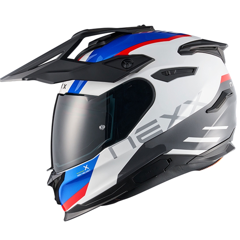Kask motocyklowy enduro NEXX Y.TRAVL Quest biało-niebiesko-czerwony