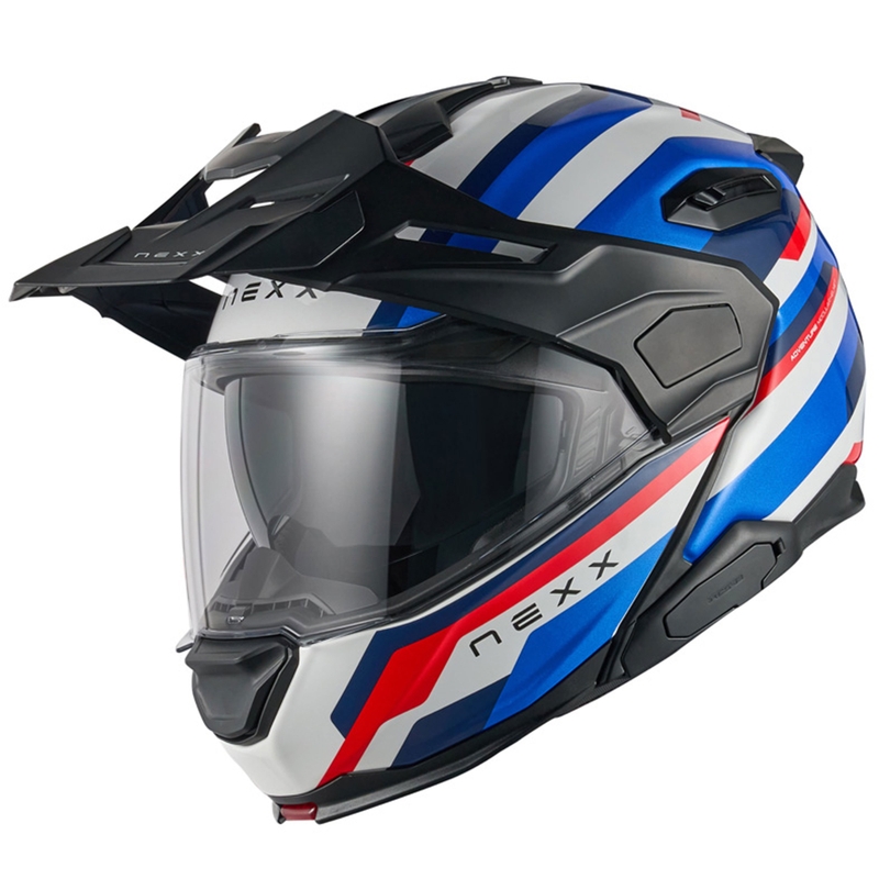 Kask motocyklowy typu flip-up Nexx X.Lifecountry Westbound niebiesko-czerwony