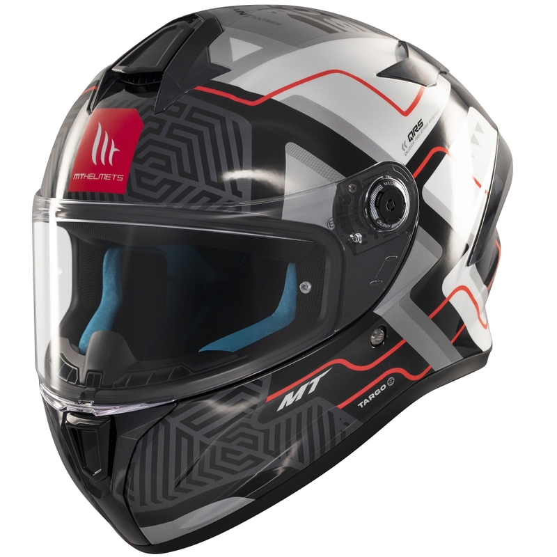Zintegrowany kask motocyklowy MT Targo S Brik błyszczący czarno-biały