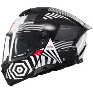Kask motocyklowy składany MT Atom 2 SV Strange czarno-biało-szary