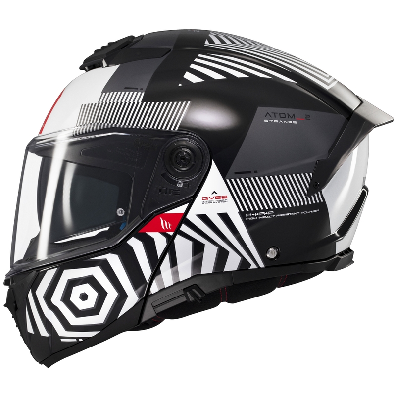 Kask motocyklowy składany MT Atom 2 SV Strange czarno-biało-szary