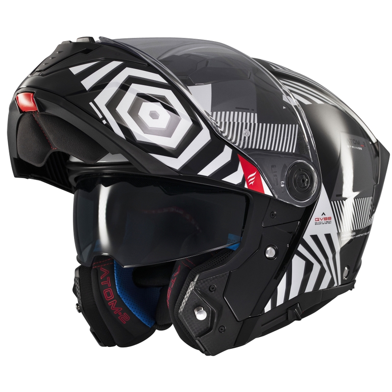 Kask motocyklowy składany MT Atom 2 SV Strange czarno-biało-szary