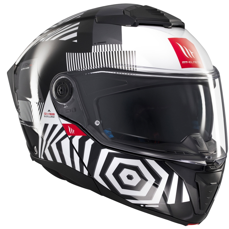 Kask motocyklowy składany MT Atom 2 SV Strange czarno-biało-szary