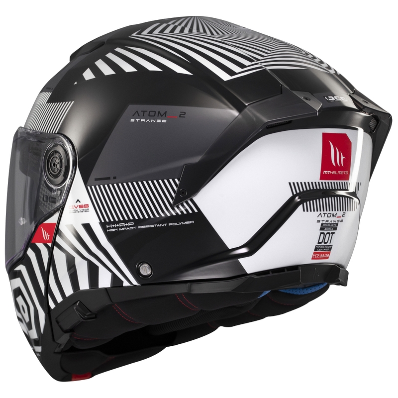 Kask motocyklowy składany MT Atom 2 SV Strange czarno-biało-szary