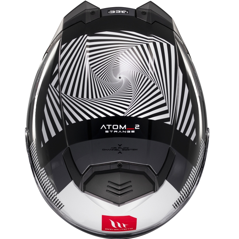Kask motocyklowy składany MT Atom 2 SV Strange czarno-biało-szary