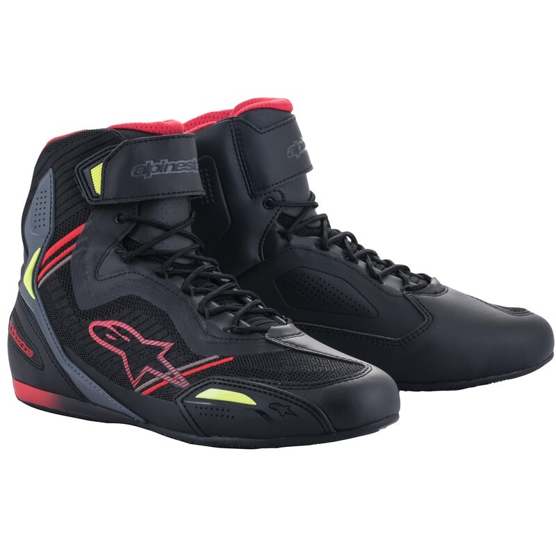 Buty motocyklowe Alpinestars Faster-3 Rideknit czarno-czerwono-fluo żółto-szare