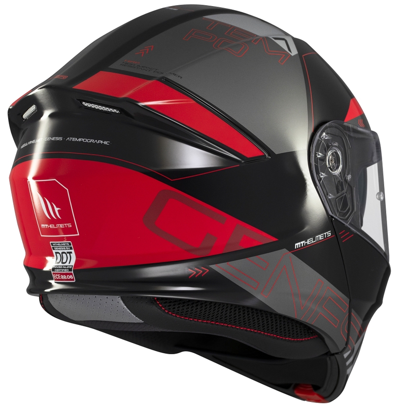 Kask motocyklowy składany MT Genesis SV Atempo czarno-szaro-czerwony