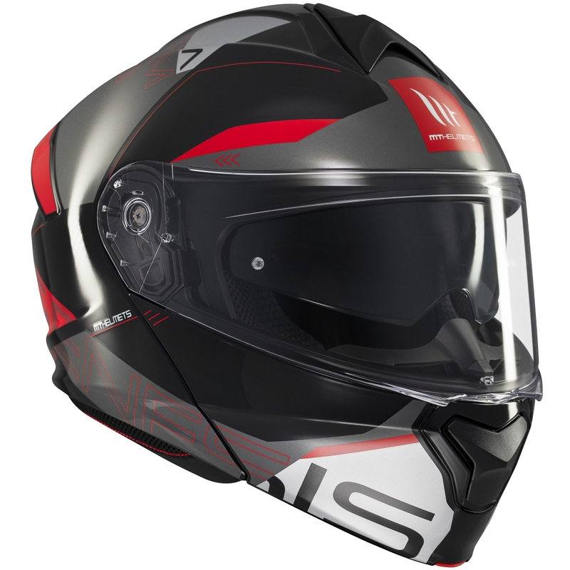 Kask motocyklowy składany MT Genesis SV Atempo czarno-szaro-czerwony