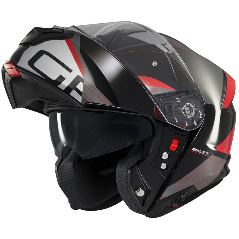 Kask motocyklowy składany MT Genesis SV Atempo czarno-szaro-czerwony