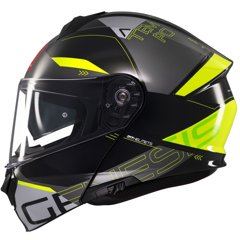 Kask motocyklowy składany MT Genesis SV Atempo w kolorze czarno-szaro-fluo żółtym