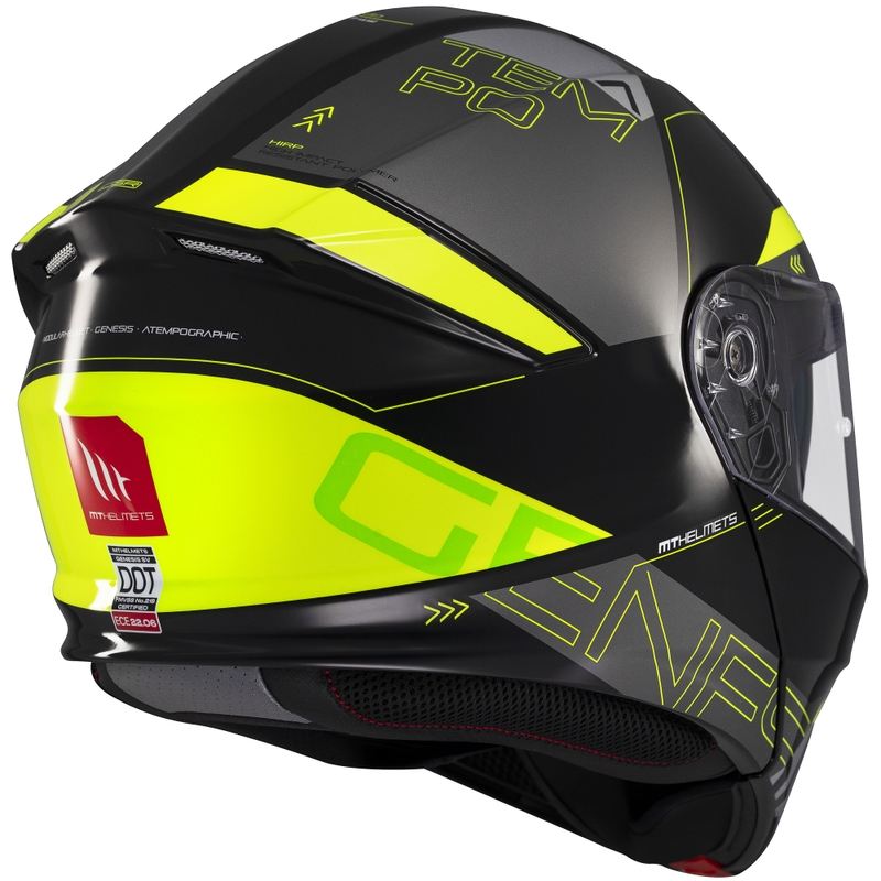 Kask motocyklowy składany MT Genesis SV Atempo w kolorze czarno-szaro-fluo żółtym