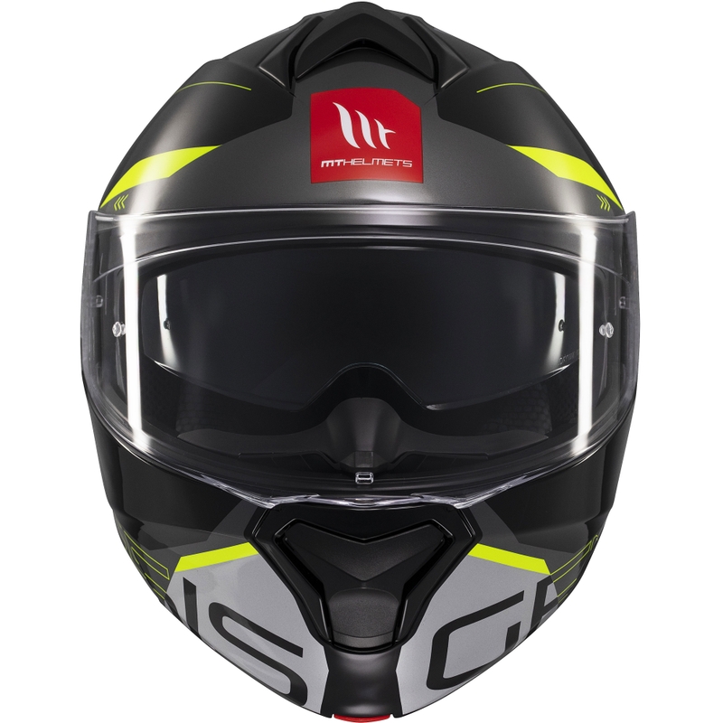 Kask motocyklowy składany MT Genesis SV Atempo w kolorze czarno-szaro-fluo żółtym