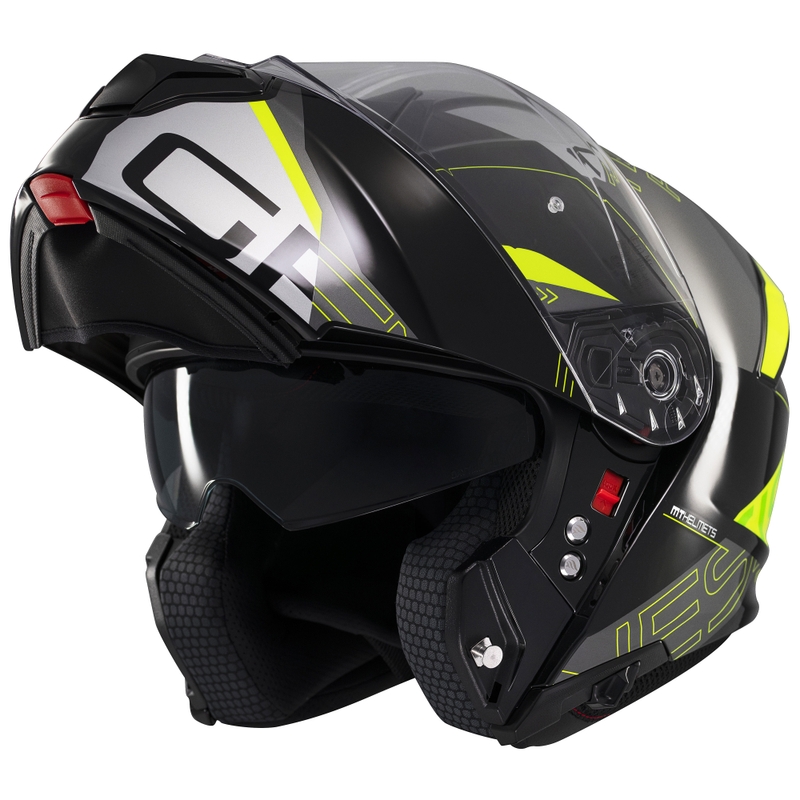 Kask motocyklowy składany MT Genesis SV Atempo w kolorze czarno-szaro-fluo żółtym