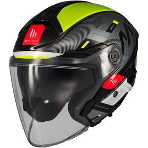 Kask motocyklowy otwarty MT Cosmo SV Silence czarno-fluo żółty