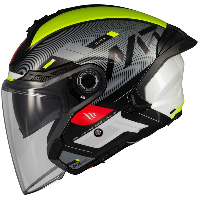 Kask motocyklowy otwarty MT Cosmo SV Silence czarno-fluo żółty