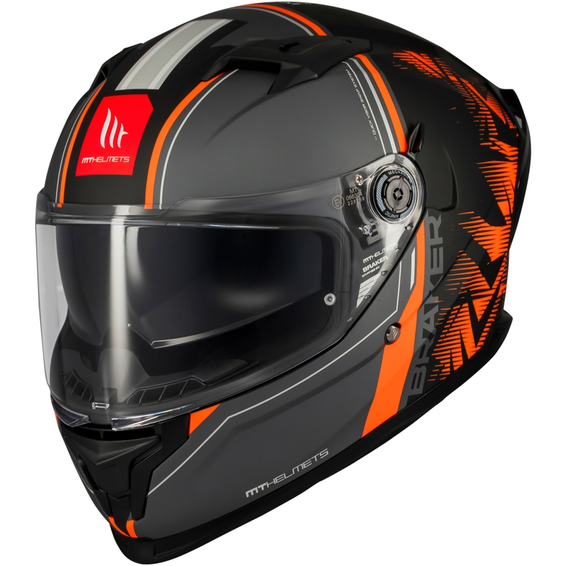 Zintegrowany kask motocyklowy MT Braker SV Charm matowy czarno-pomarańczowy