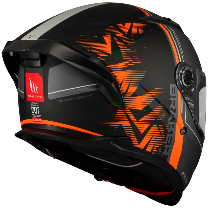 Zintegrowany kask motocyklowy MT Braker SV Charm matowy czarno-pomarańczowy