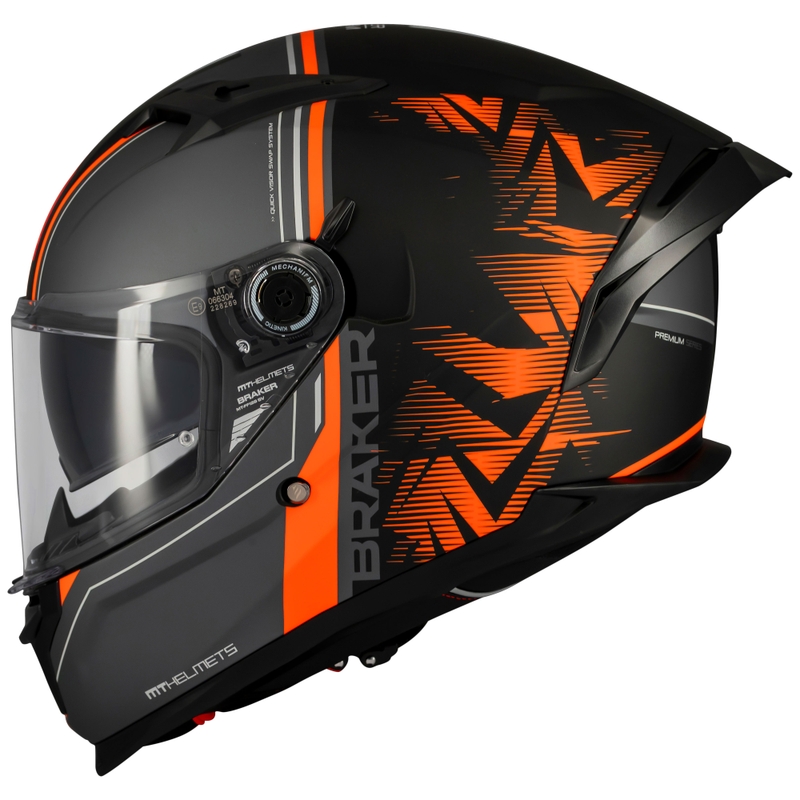Zintegrowany kask motocyklowy MT Braker SV Charm matowy czarno-pomarańczowy
