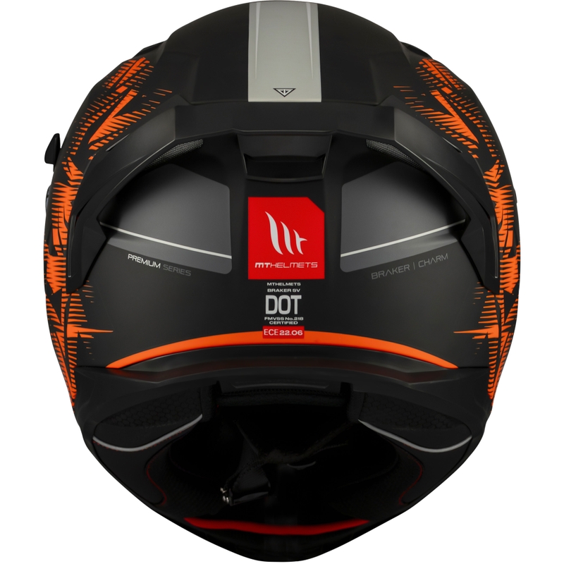 Zintegrowany kask motocyklowy MT Braker SV Charm matowy czarno-pomarańczowy