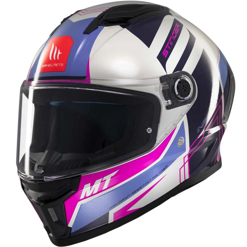 Kask motocyklowy integralny MT Stinger 2 Tron szaro-fioletowo-różowy