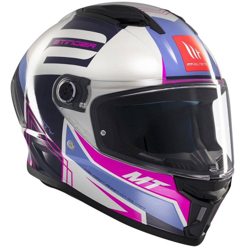 Kask motocyklowy integralny MT Stinger 2 Tron szaro-fioletowo-różowy