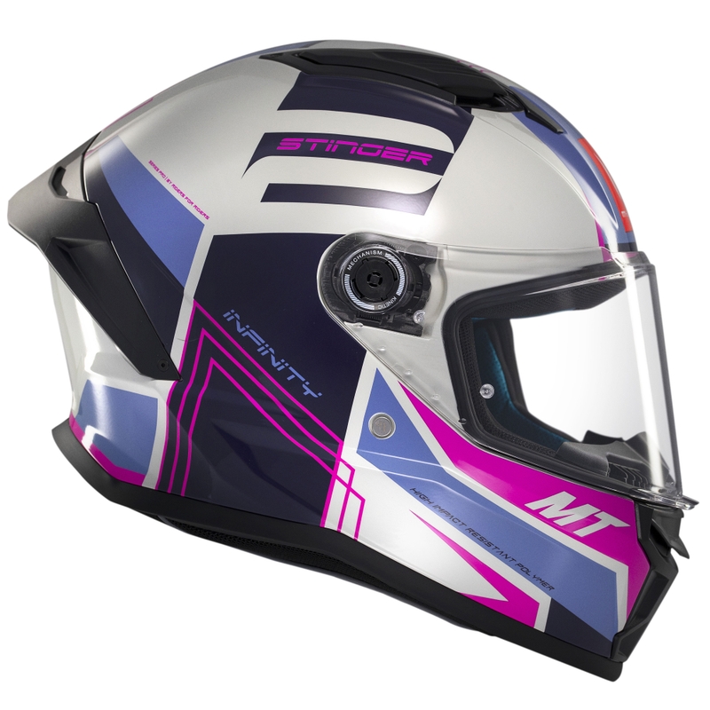 Kask motocyklowy integralny MT Stinger 2 Tron szaro-fioletowo-różowy