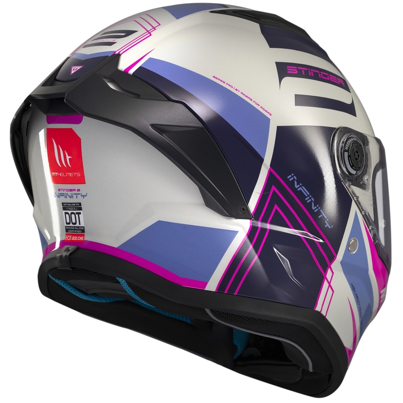 Kask motocyklowy integralny MT Stinger 2 Tron szaro-fioletowo-różowy