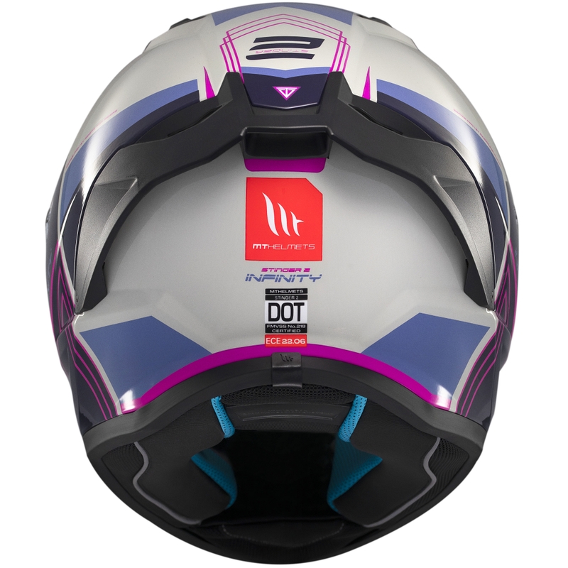 Kask motocyklowy integralny MT Stinger 2 Tron szaro-fioletowo-różowy