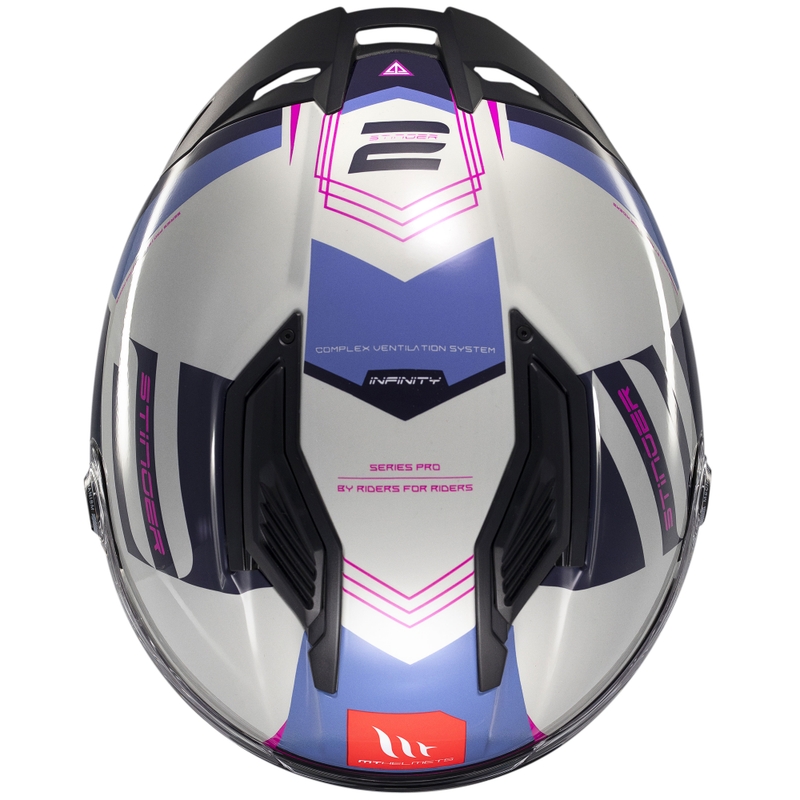 Kask motocyklowy integralny MT Stinger 2 Tron szaro-fioletowo-różowy