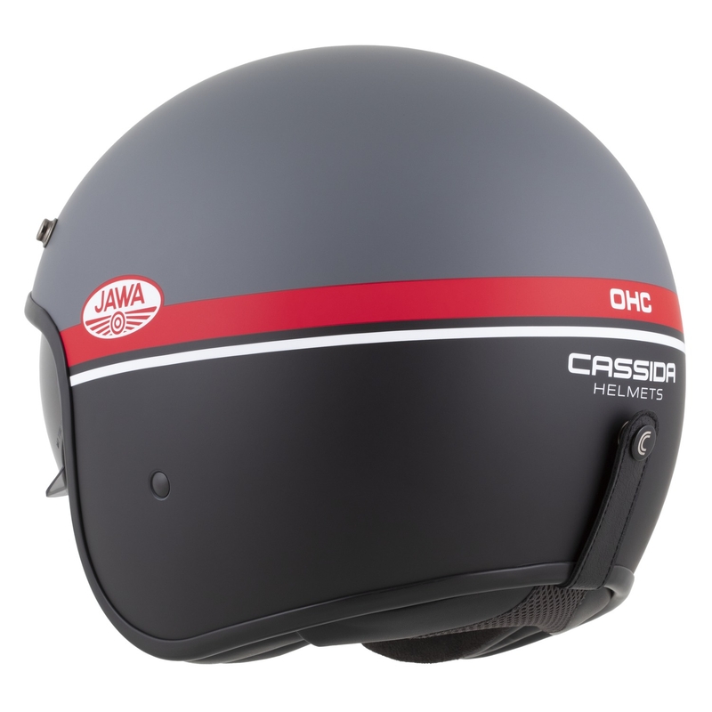 Kask motocyklowy otwarty Cassida Oxygen 2.0 Jawa OHC matowy szaro-czerwono-czarno-biały