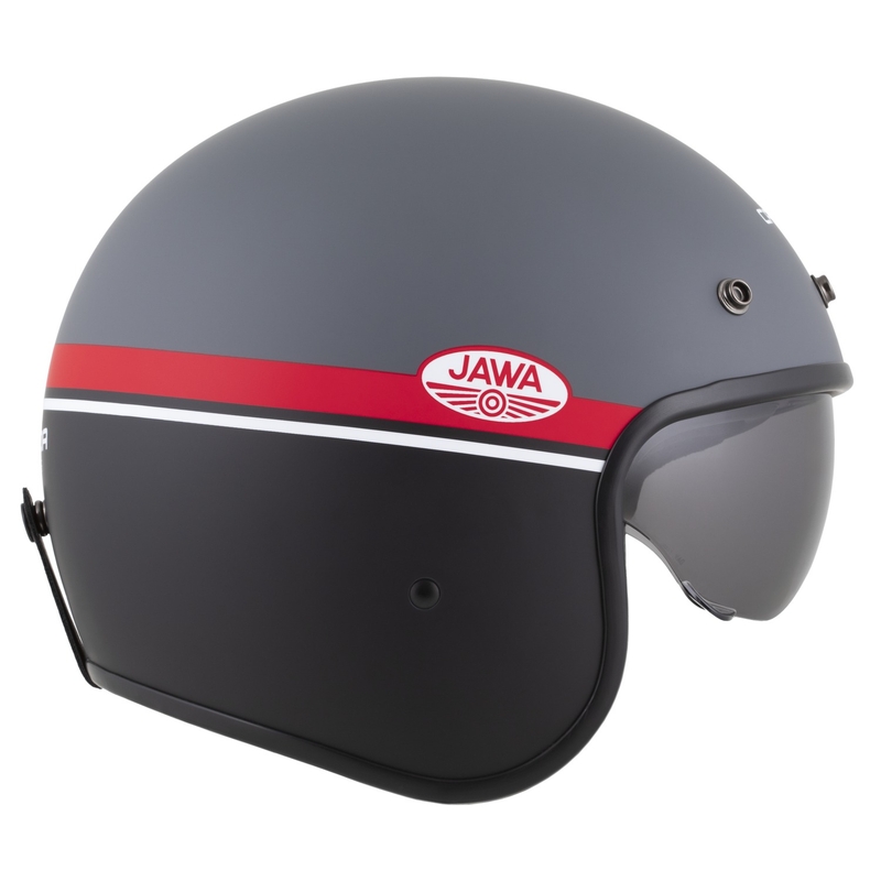 Kask motocyklowy otwarty Cassida Oxygen 2.0 Jawa OHC matowy szaro-czerwono-czarno-biały