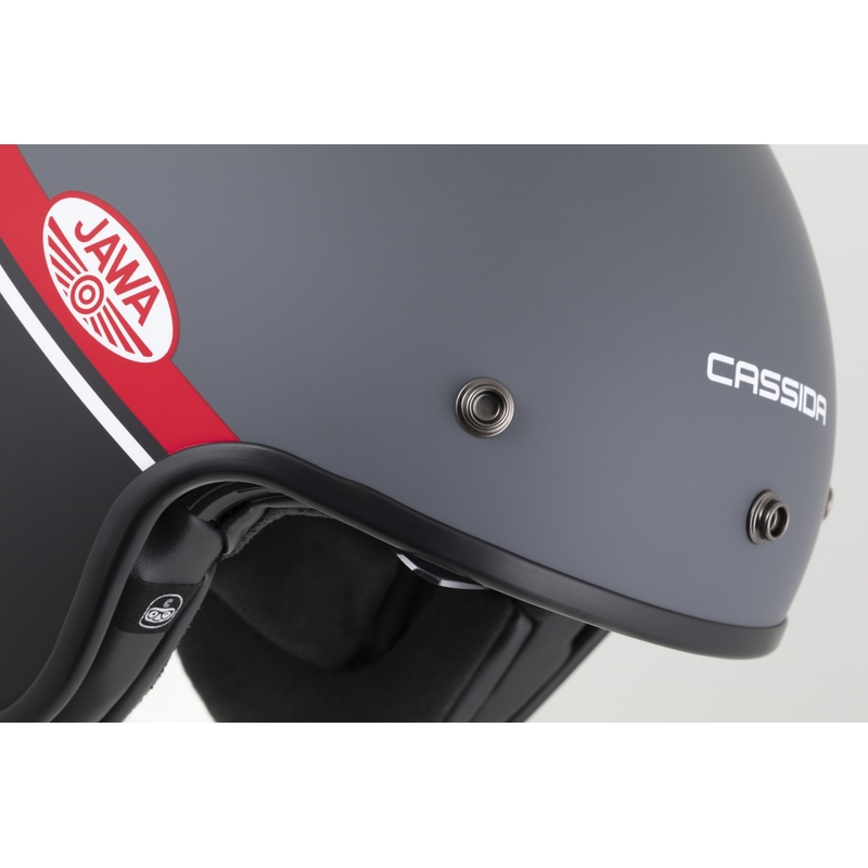 Kask motocyklowy otwarty Cassida Oxygen 2.0 Jawa OHC matowy szaro-czerwono-czarno-biały