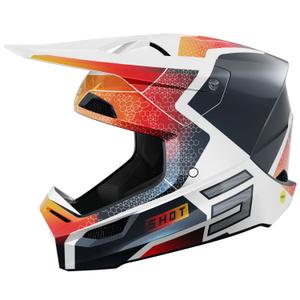 Kask motocrossowy Shot Race Phaser perłowo niebiesko-biało-pomarańczowy
