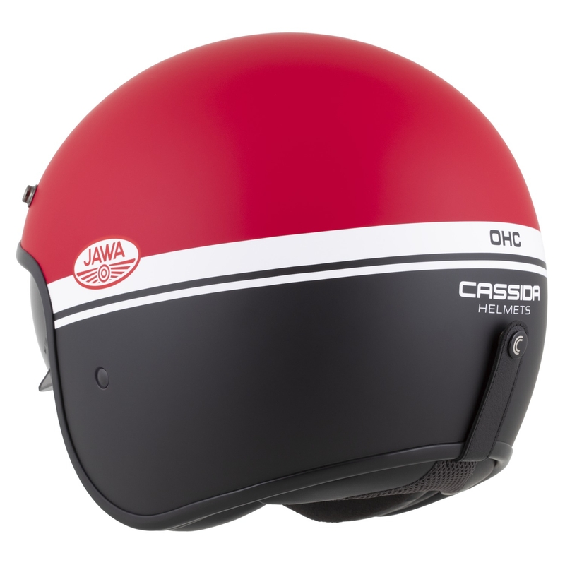 Kask motocyklowy otwarty Cassida Oxygen 2.0 Jawa OHC matowy czerwono-czarno-biały